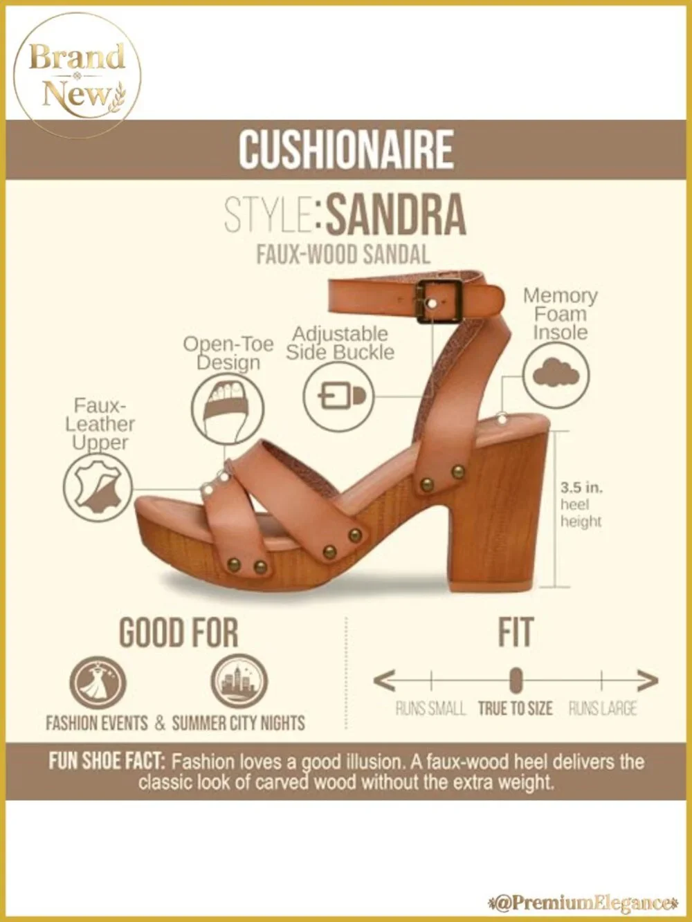 Women's Faux Wood Block Heel Platform Sandals Studded Memory Foam